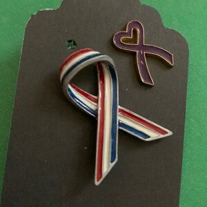 Set of 2 vintage metal and enamel pins